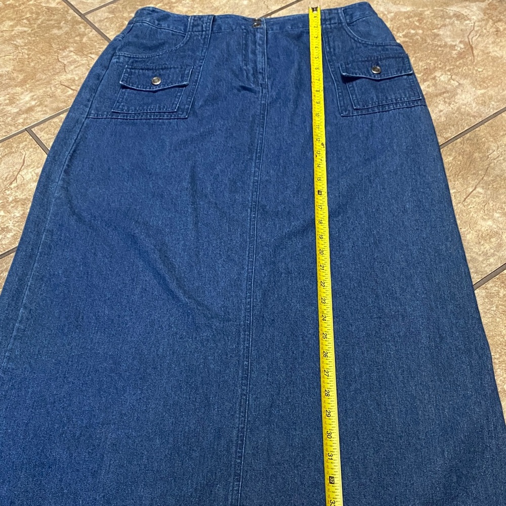 Denim Blue Size 12 Midi Skirt with Pockets Cottagecore Minimalist Practical - Picture 6 of 10